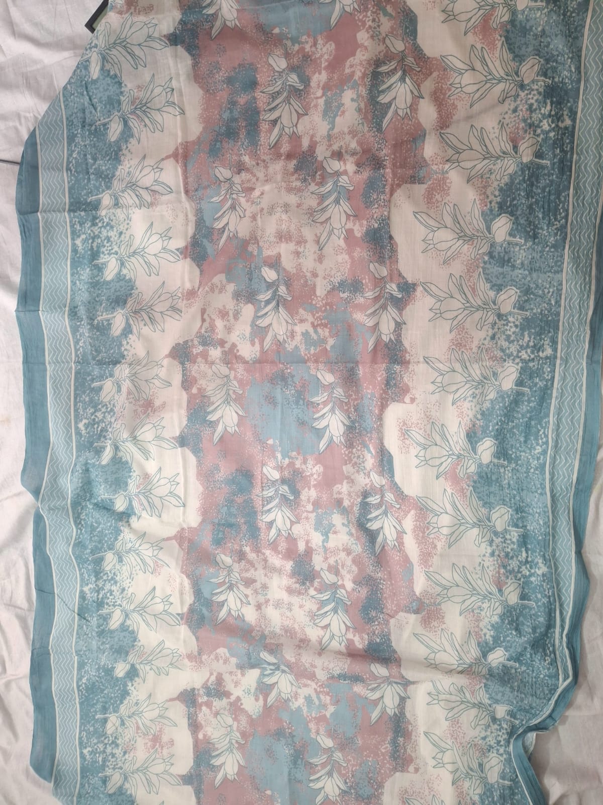 🌿✨ Aqua Mist Floral Printed Cotton Stitched Suit Set ✨🌿