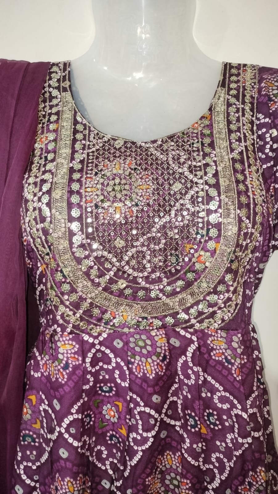 ✨Bandhani Free Size Suit Set with Embroidery ✨
