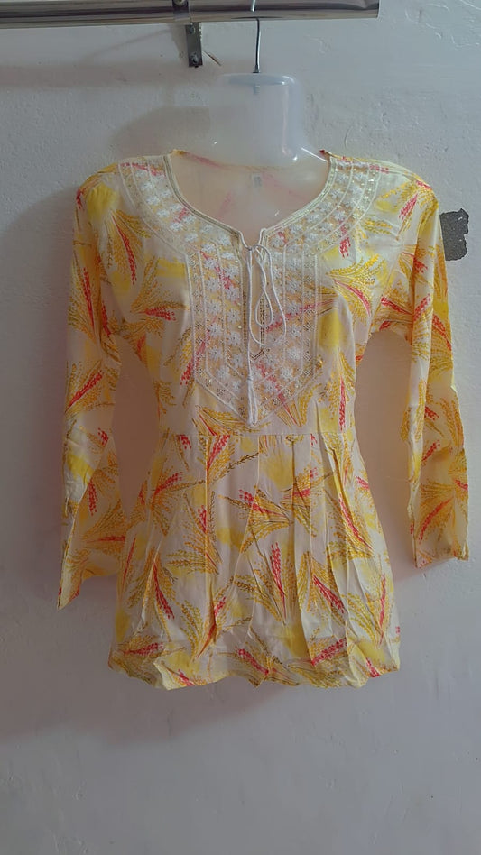 Floral Printed Cotton Kurti – Multiple Colors