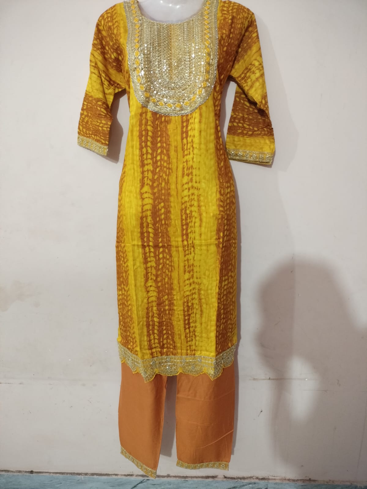 Radiant Yellow Bandhani Suit Set with Mirror Work Detailing